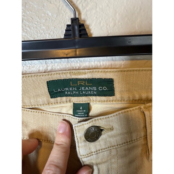 LRL Lauren Jeans Co. Ralph Lauren Womens Beige Skinny Jeans Zipper Accents - Picture 3 of 3